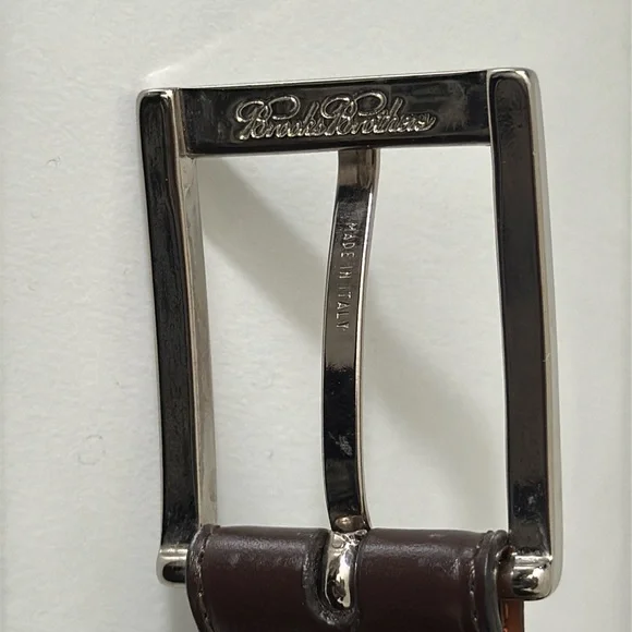 Italy Broocks Brothers Silver Buckle Leather Dress Belt 36